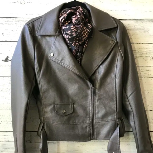 Brand new! Dynamite Leather Jacket • Gray in Size M - Picture 1 of 4